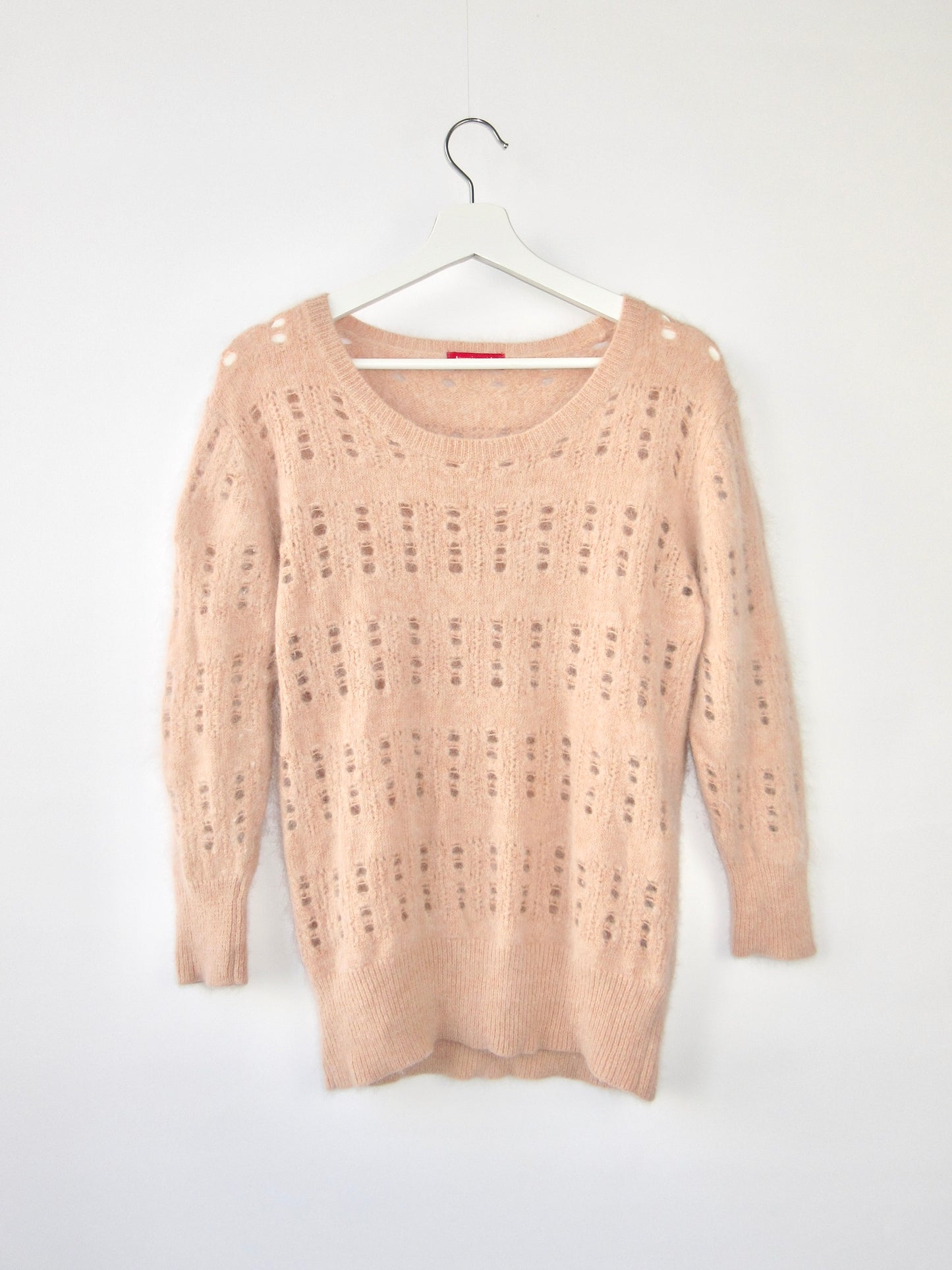 coral pink angora knit