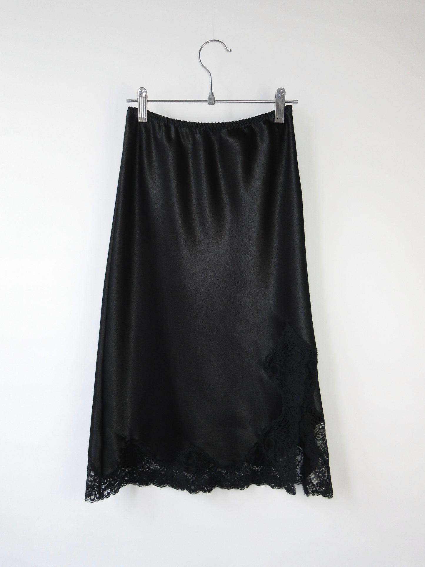 black lace satin skirt