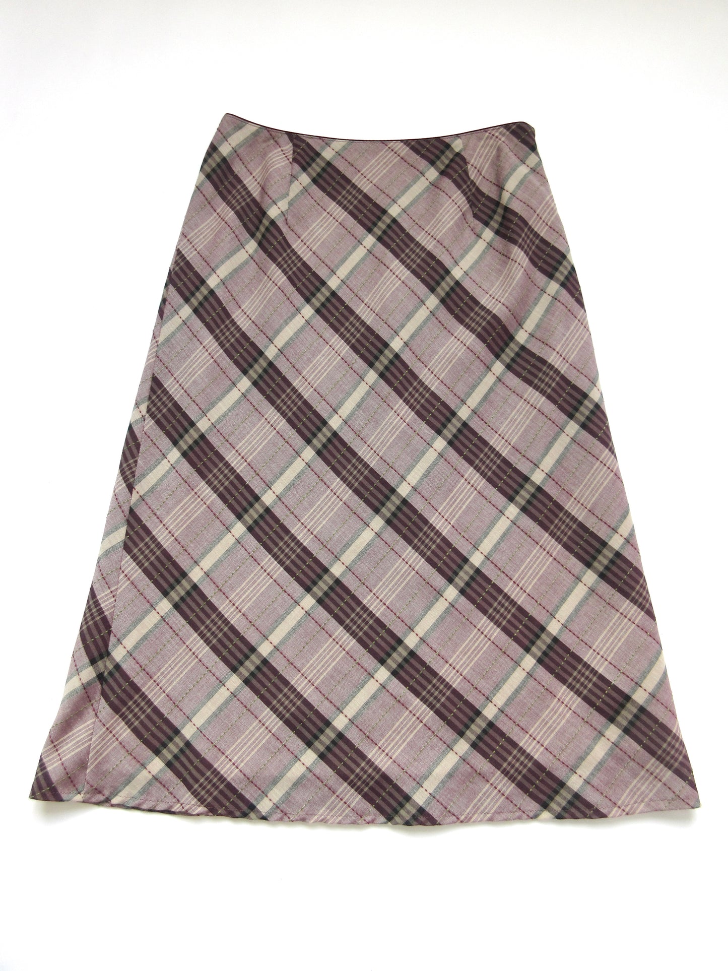 plaid pattern midi skirt