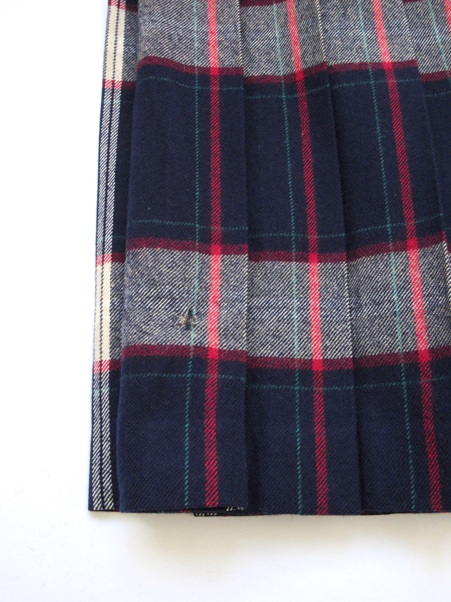 【used】wool plaid pleats skirt