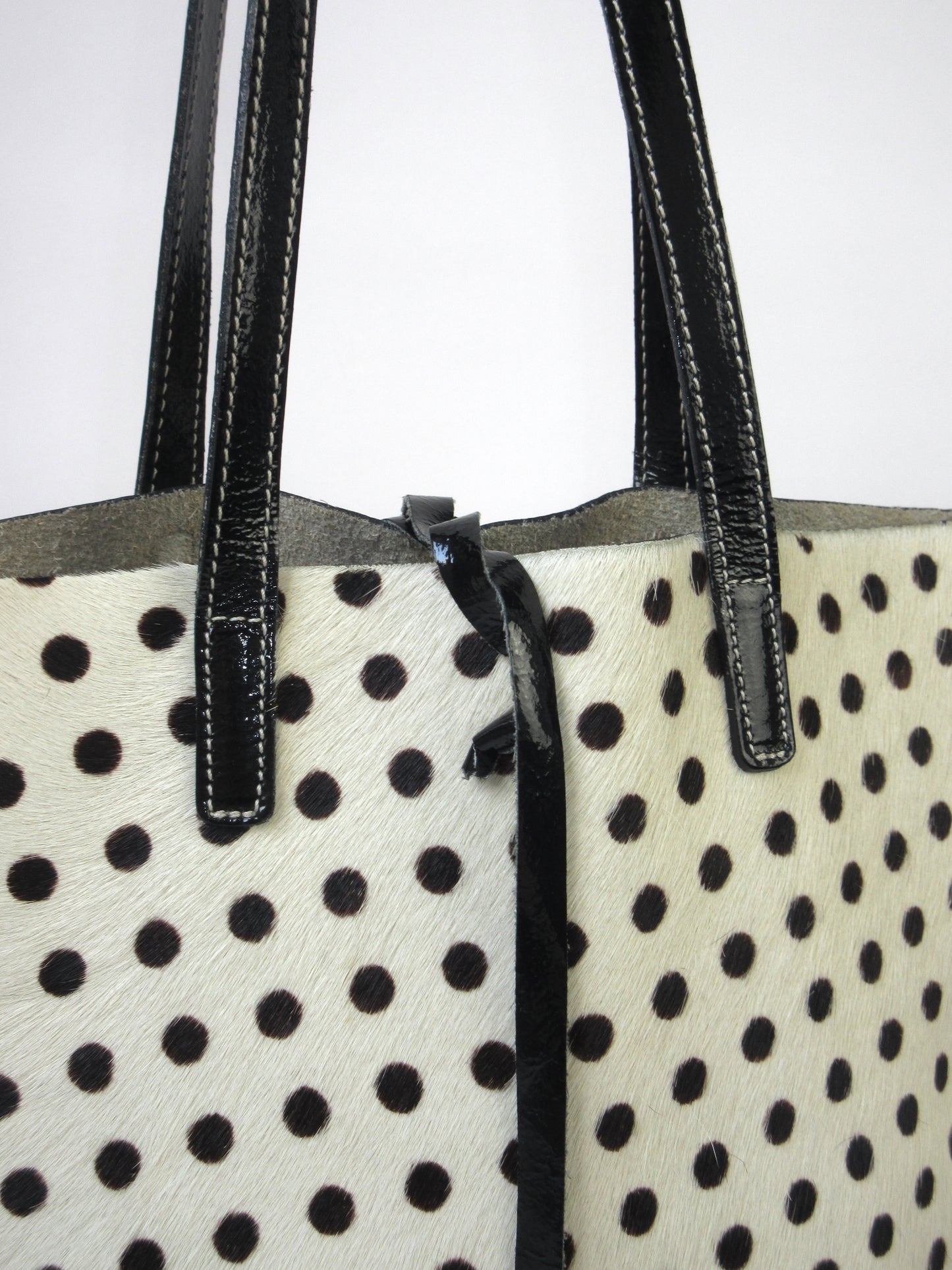 leather polka dots tote bag