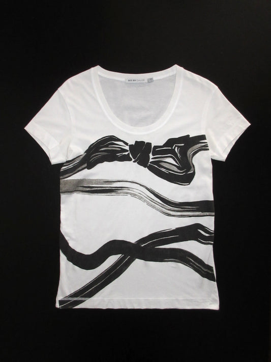 SEE BY CHLOÉ ribbon print tee