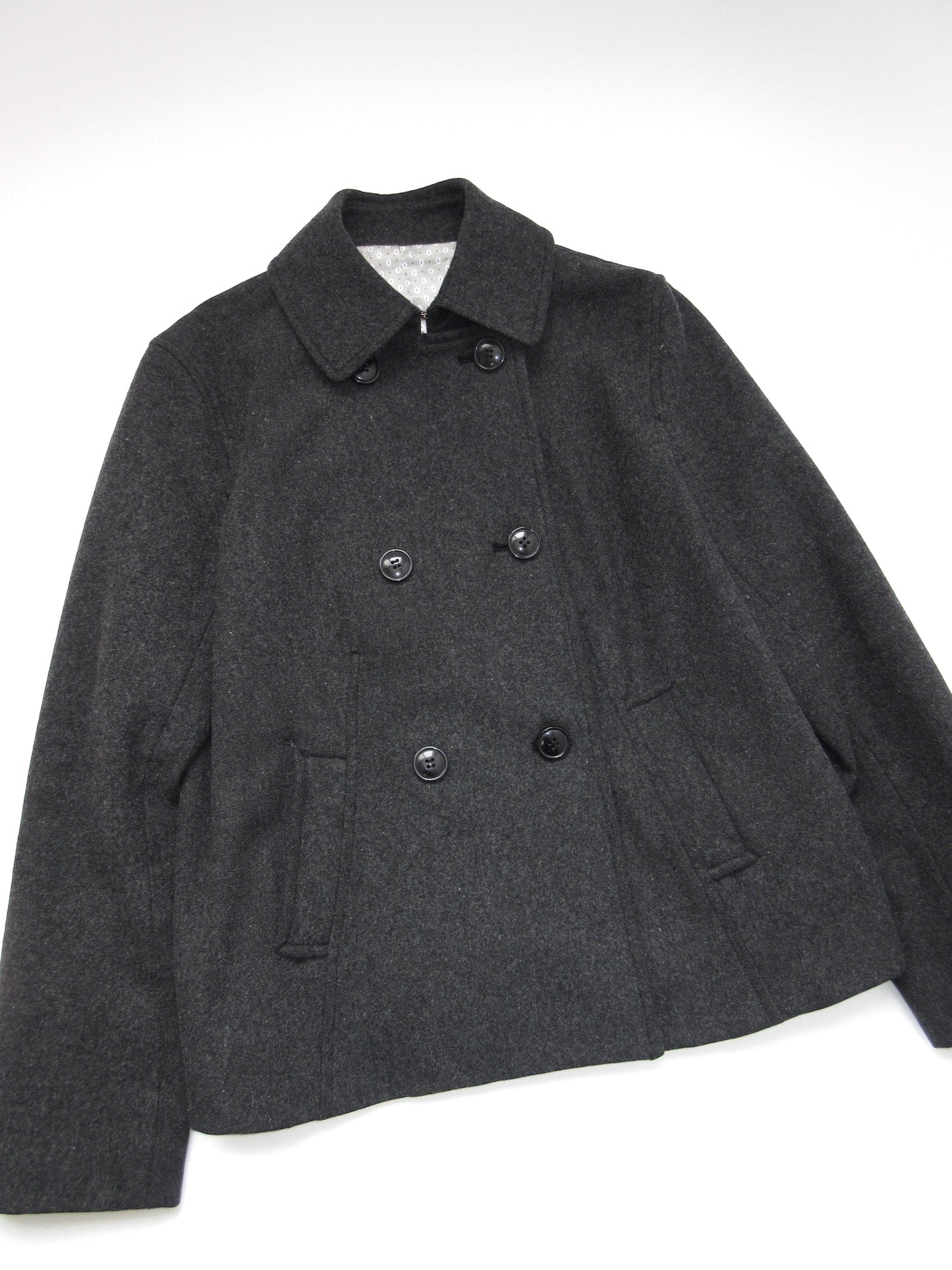 dark gray wool pea jacket