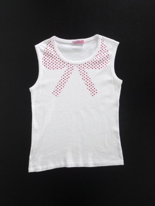dots ribbon design sleeveless top