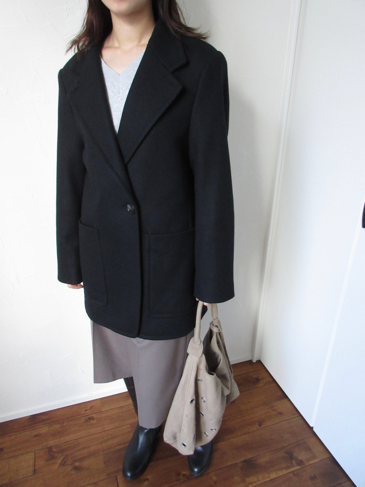 【used】black wool jacket