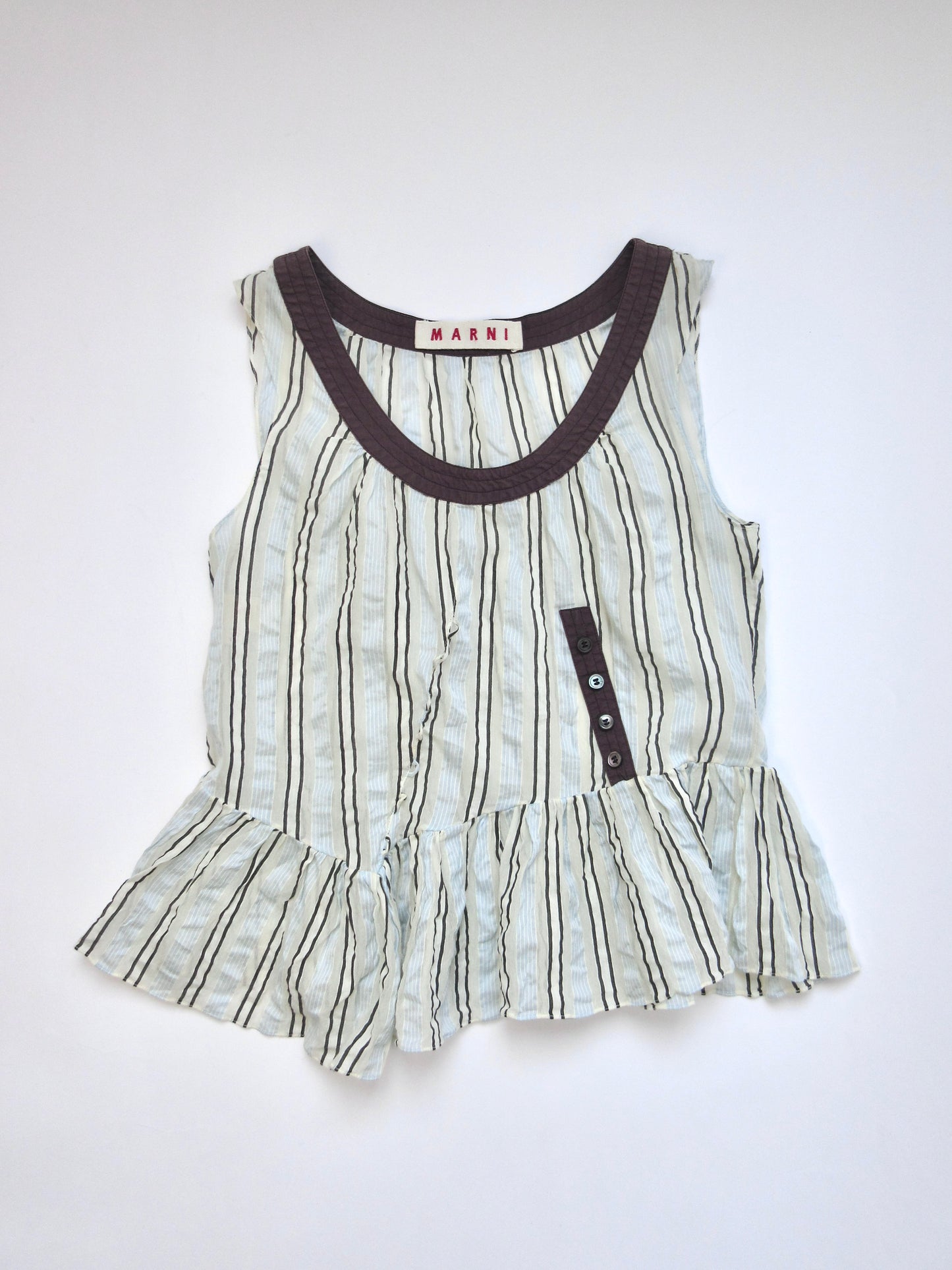 【used】MARNI blue stripe sleeveless top