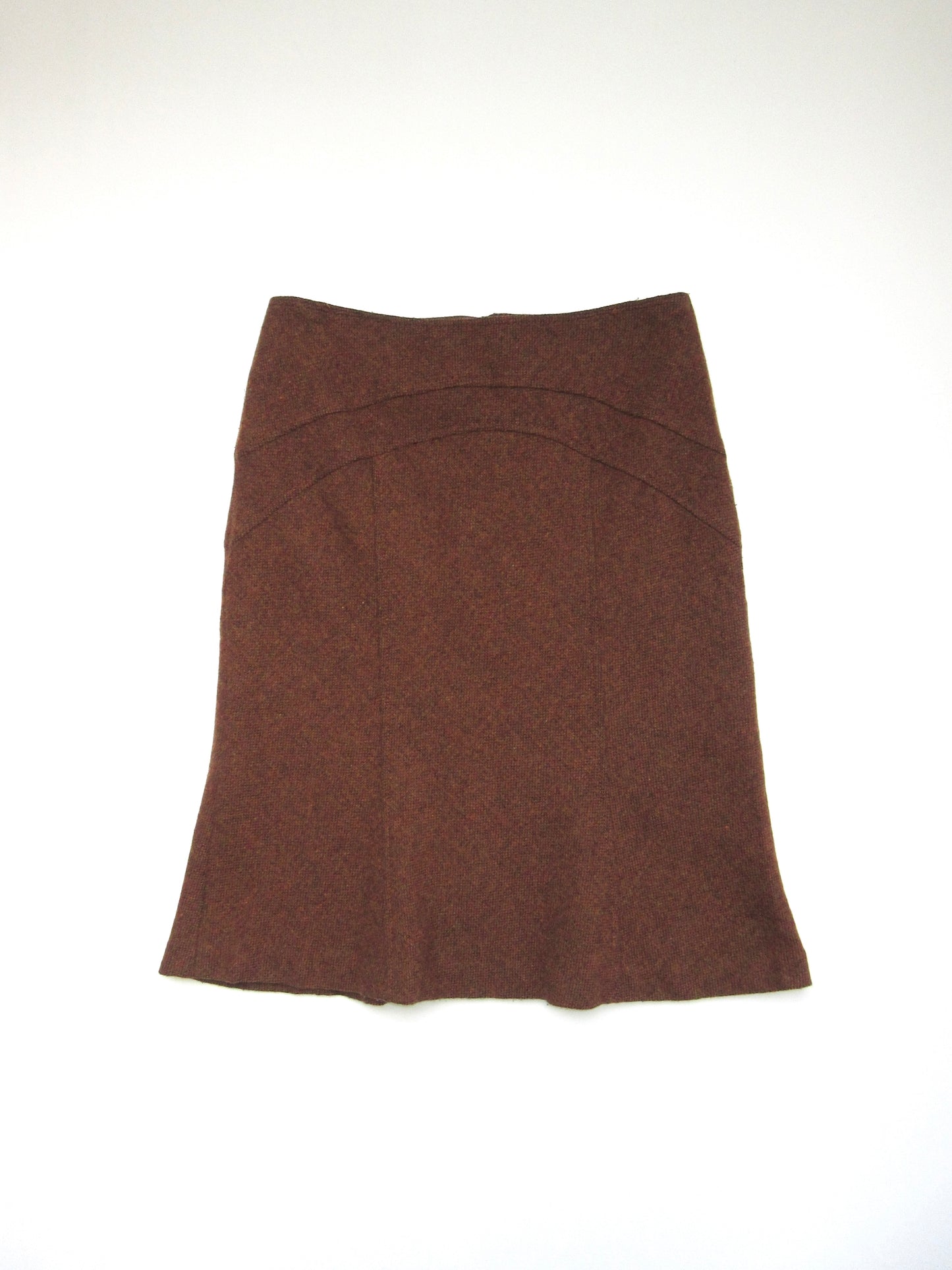 brown wool flare skirt