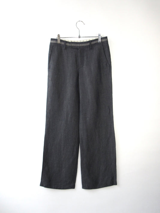 linen straight wide pants