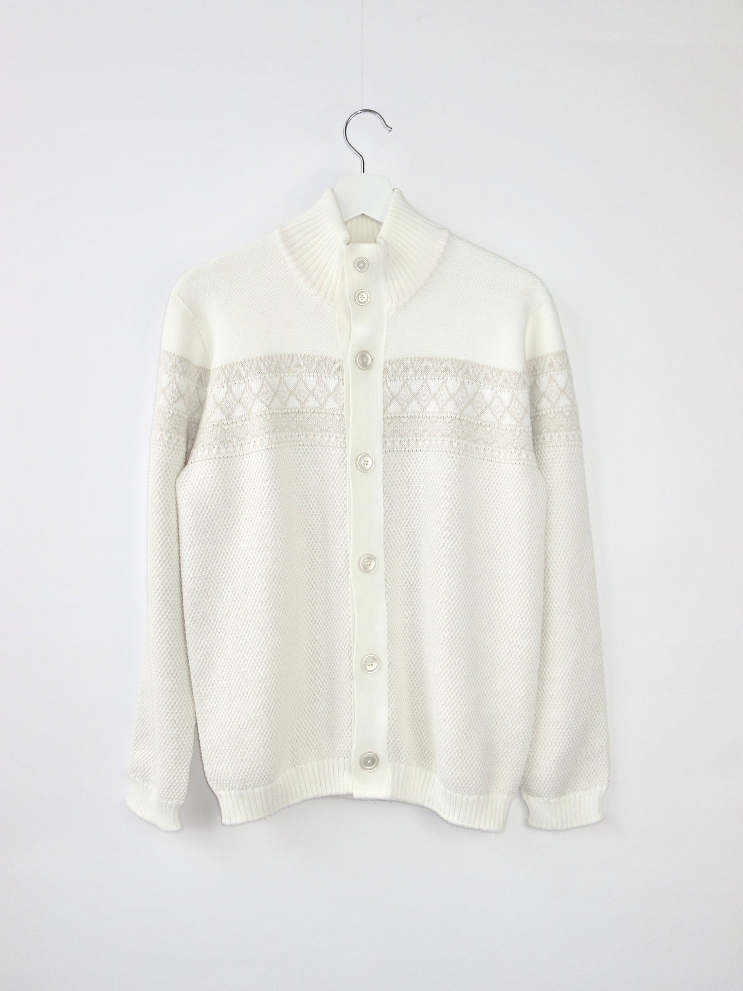 nordic pattern white cardigan