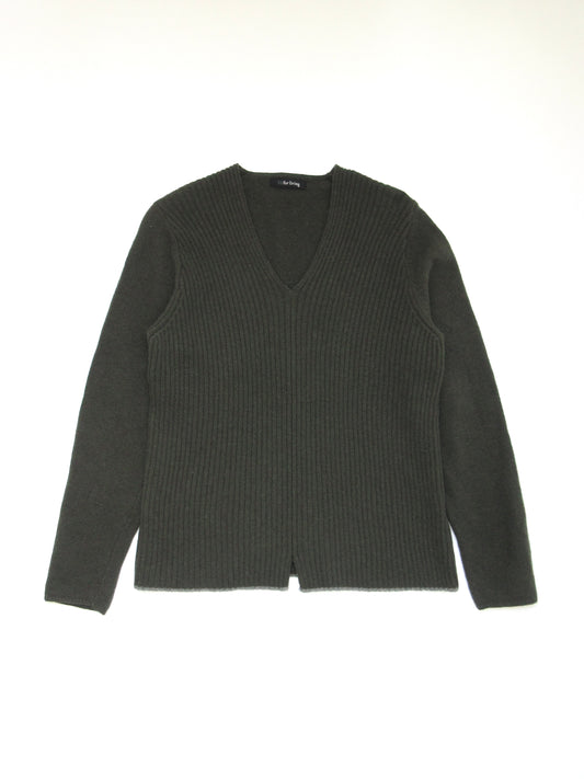 Y's moss green V neck knit