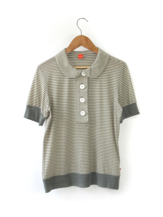 HUGO BOSS stripe round collar polo shirt