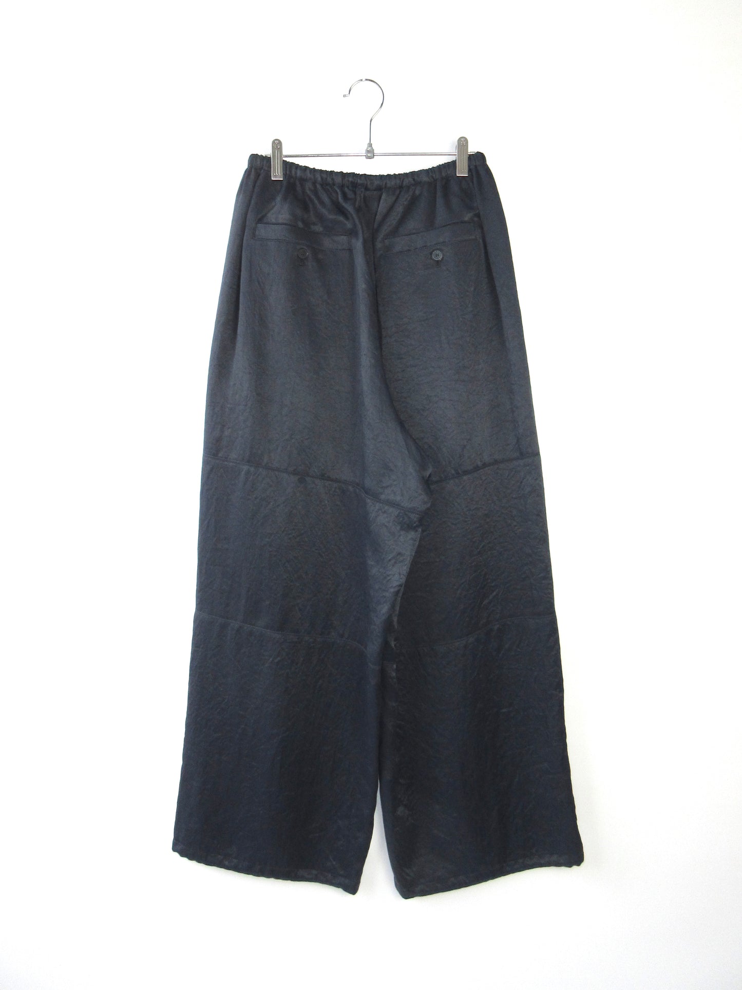 navy shiny wide pants
