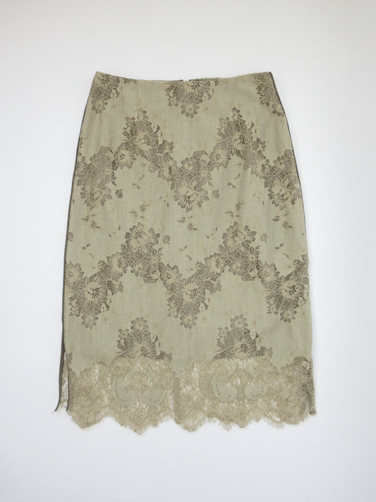 sheer lace midi skirt