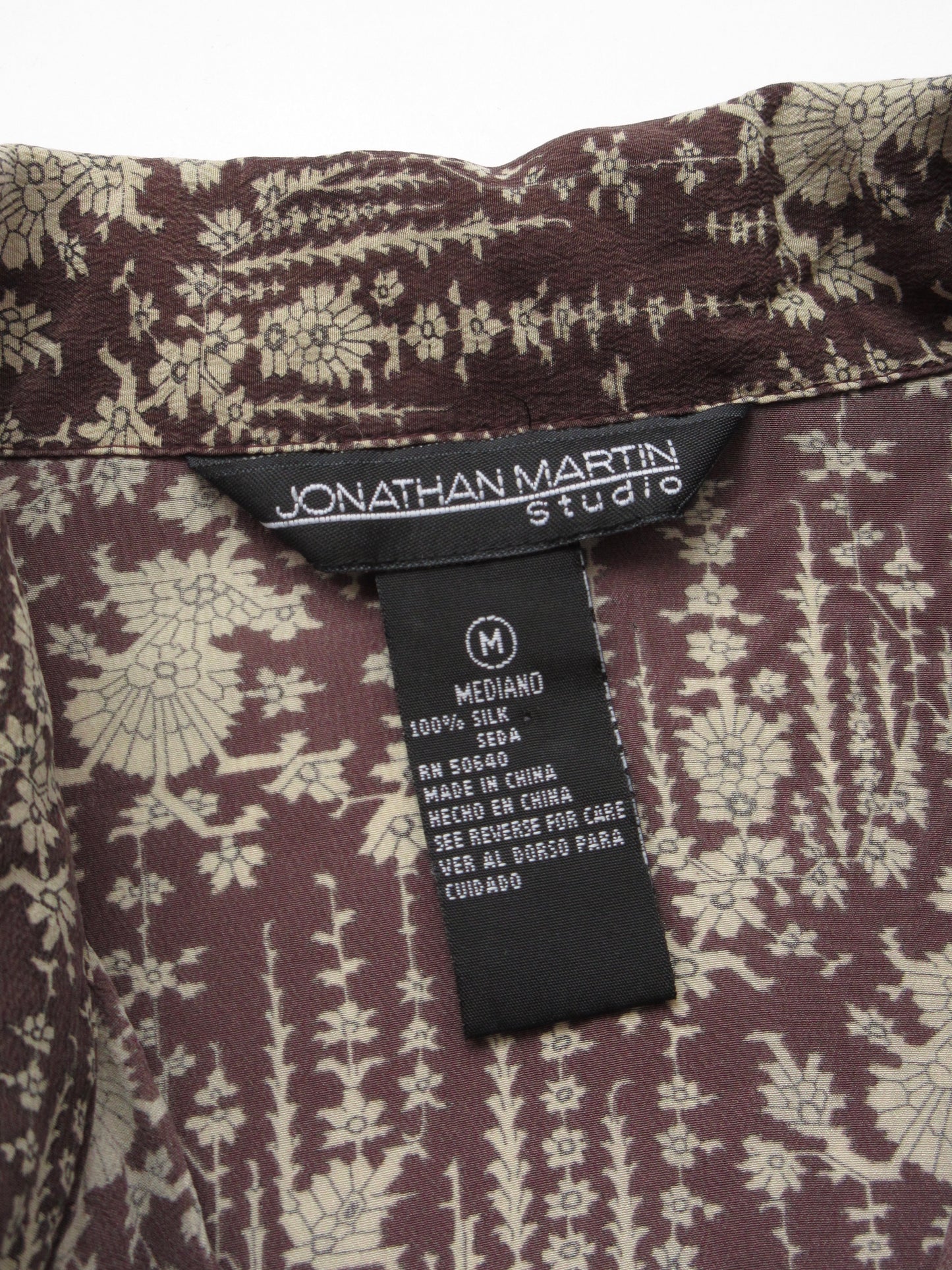 【used】oriental pattern silk shirt