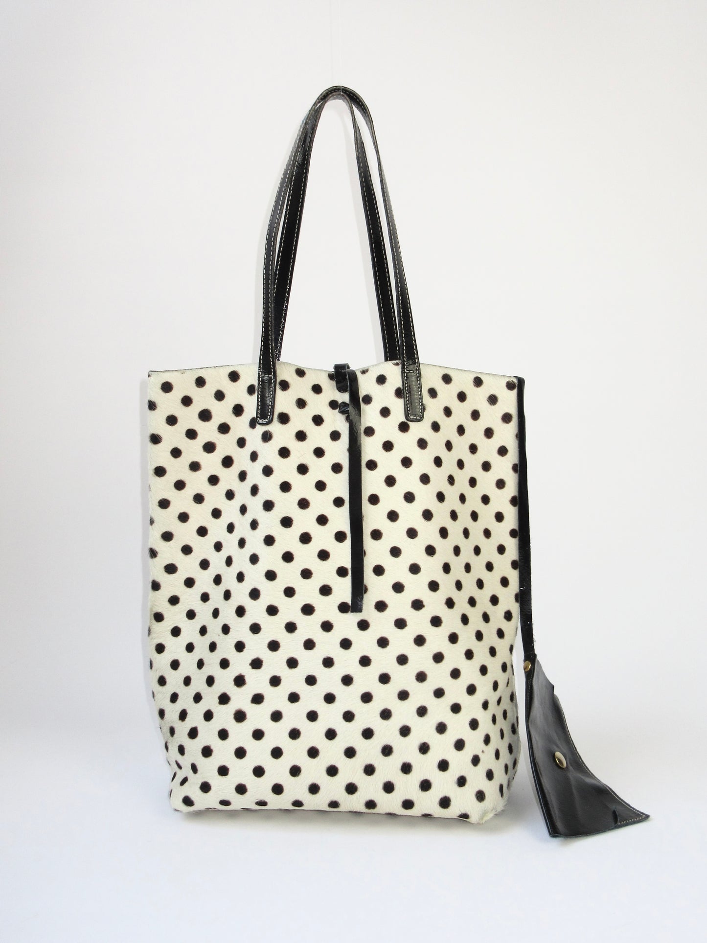 leather polka dots tote bag