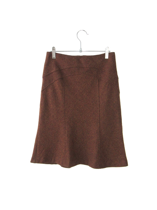 brown wool flare skirt