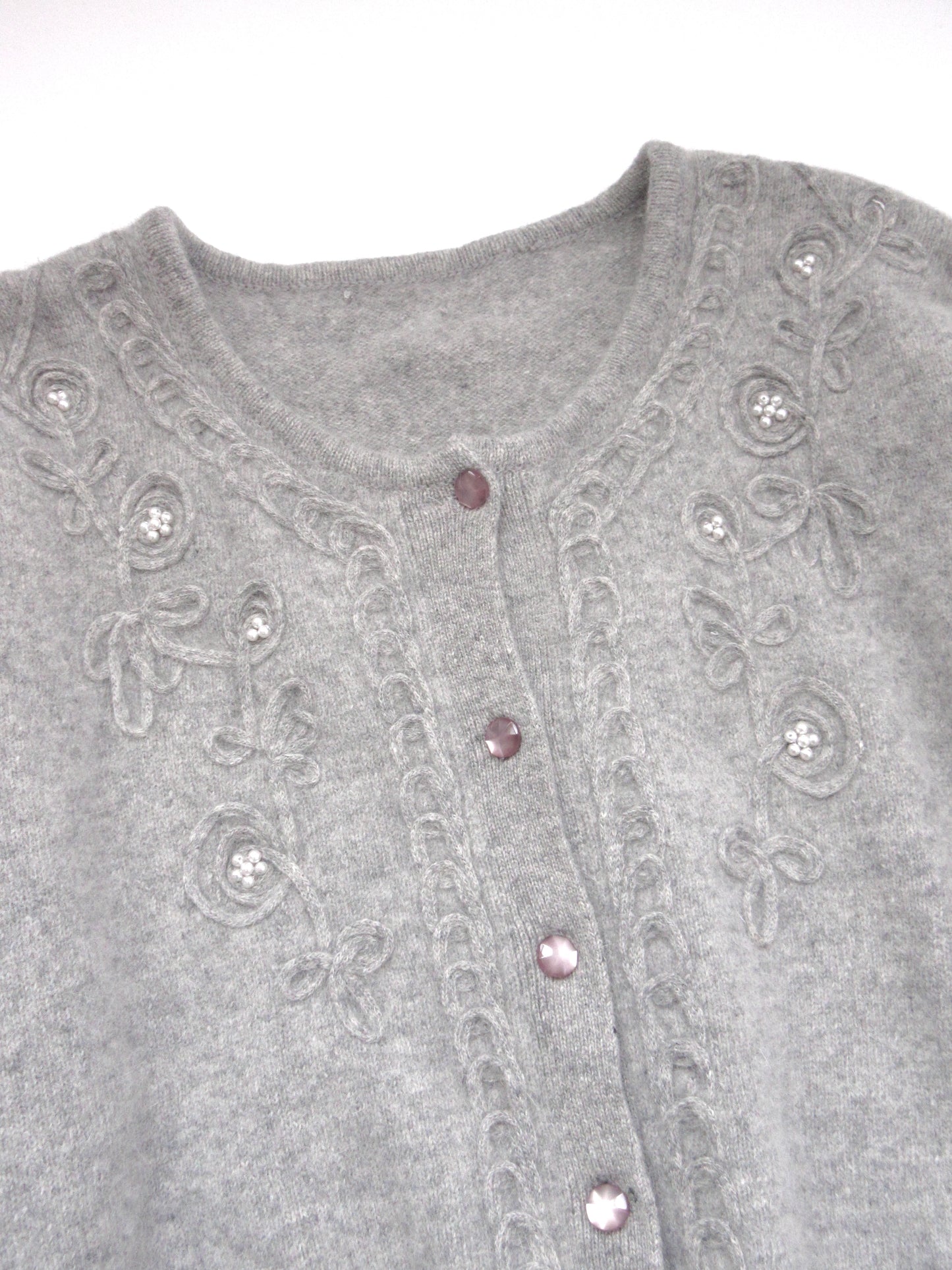 【used】gray lovely design knit cardigan