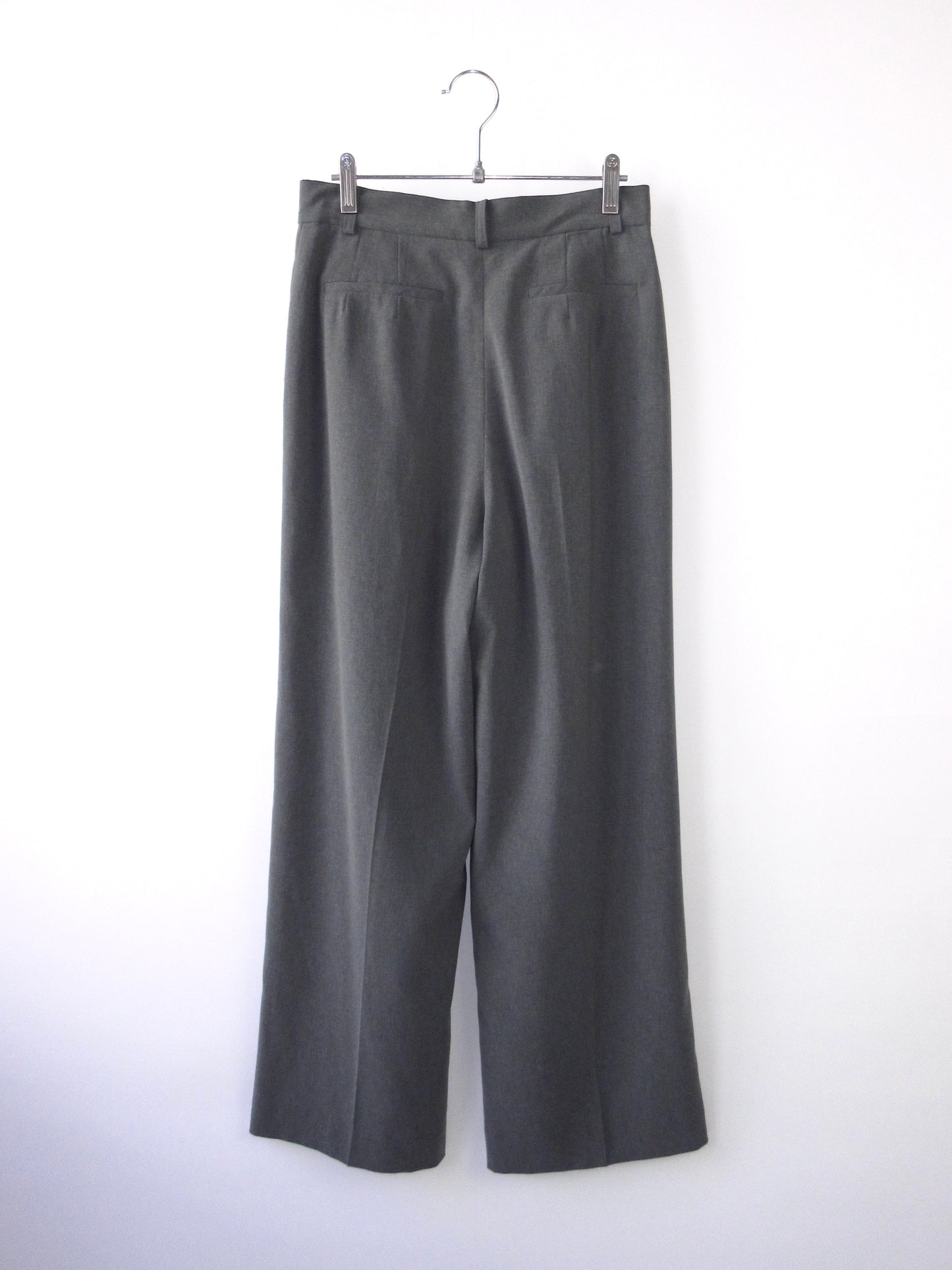 tuck wide gray slacks