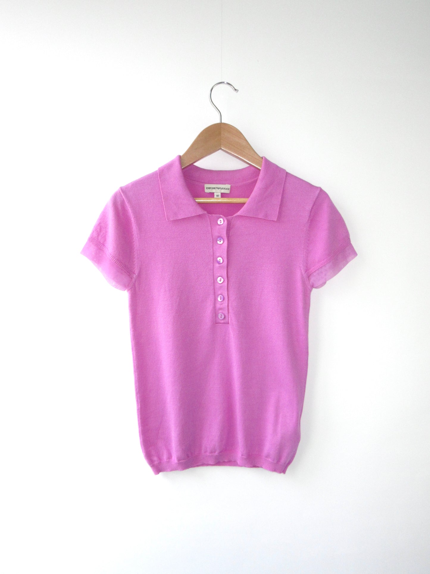 EMPORIO ARMANI pink polo silk knit