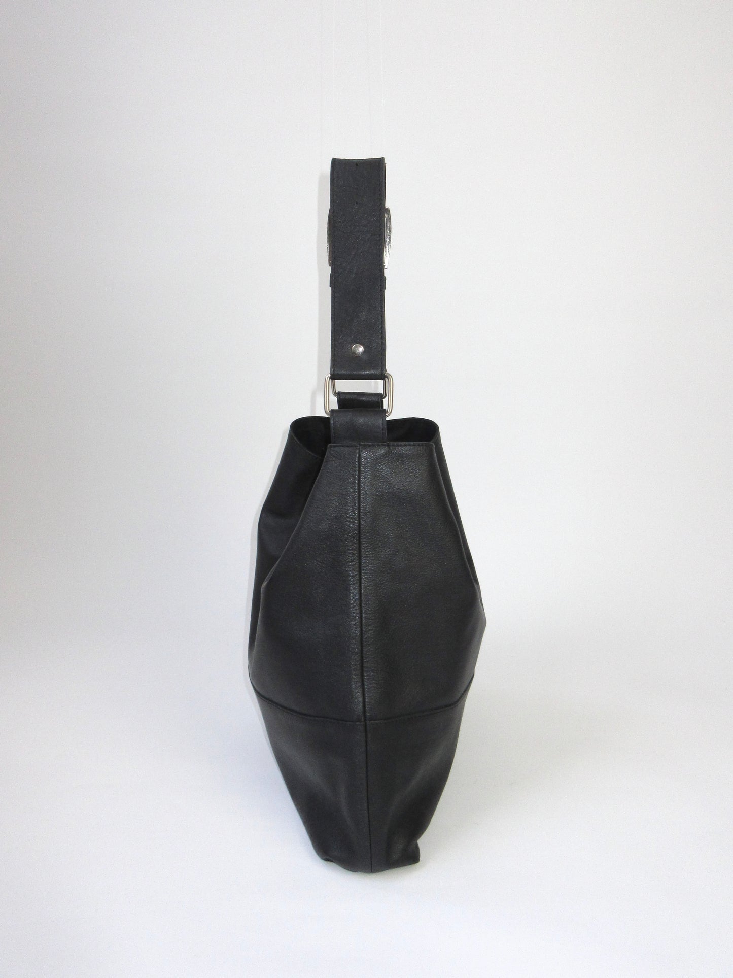 black leather tote bag