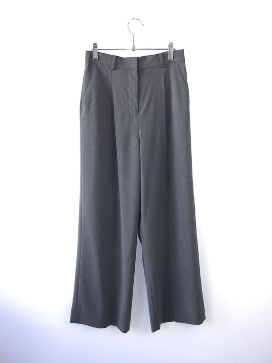 tuck wide gray slacks