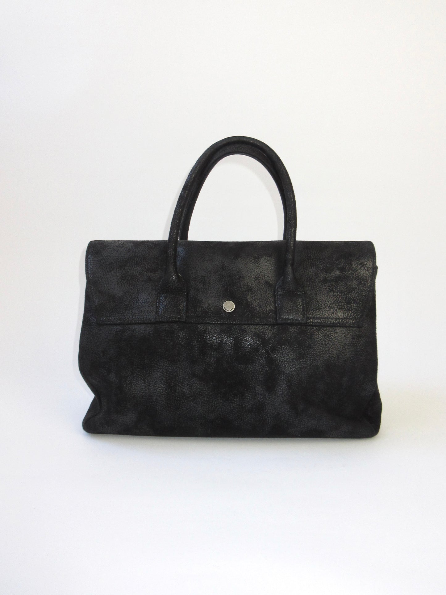 patchy pattern leather hand bag