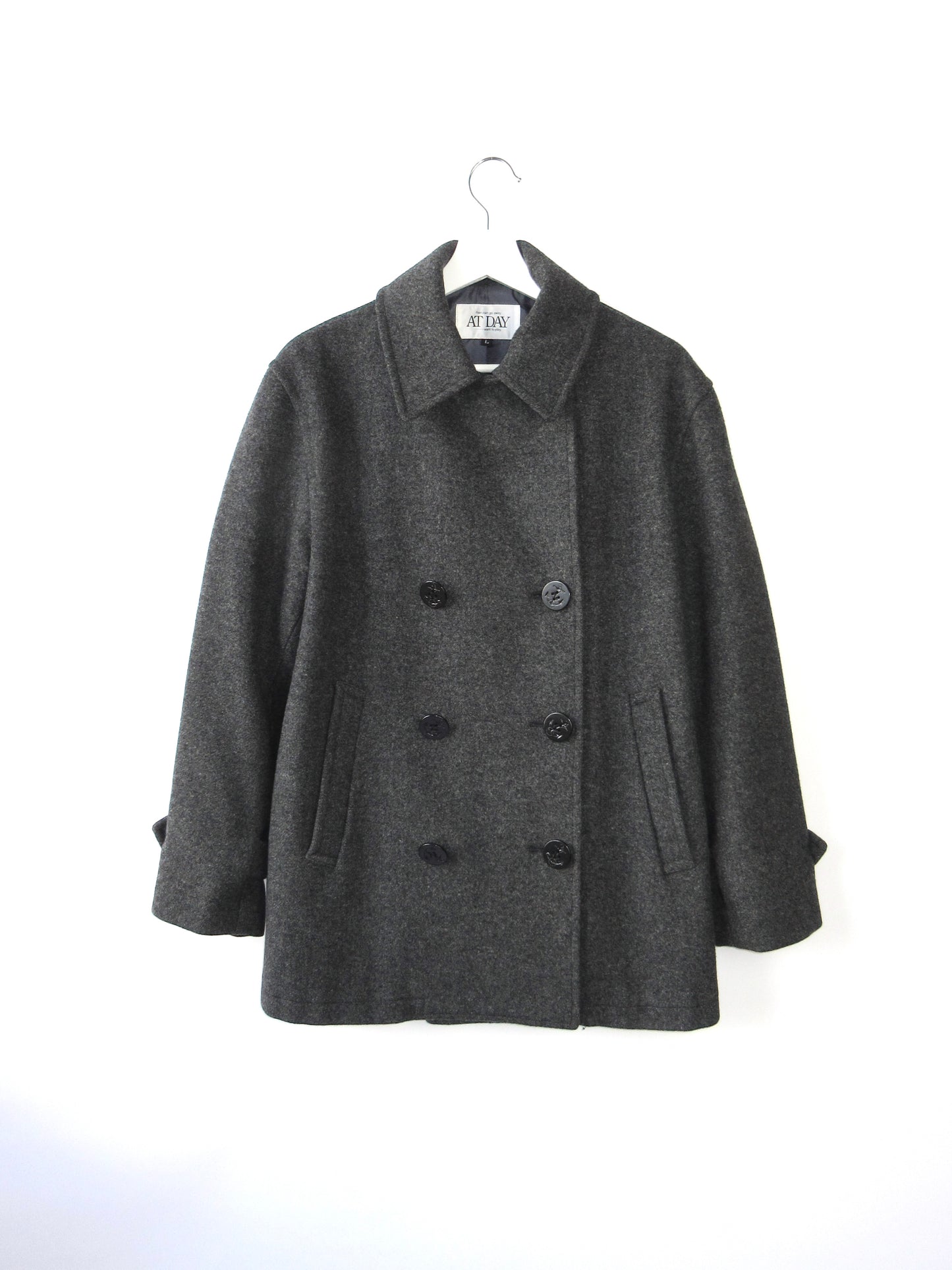 dark gray wool pea jacket