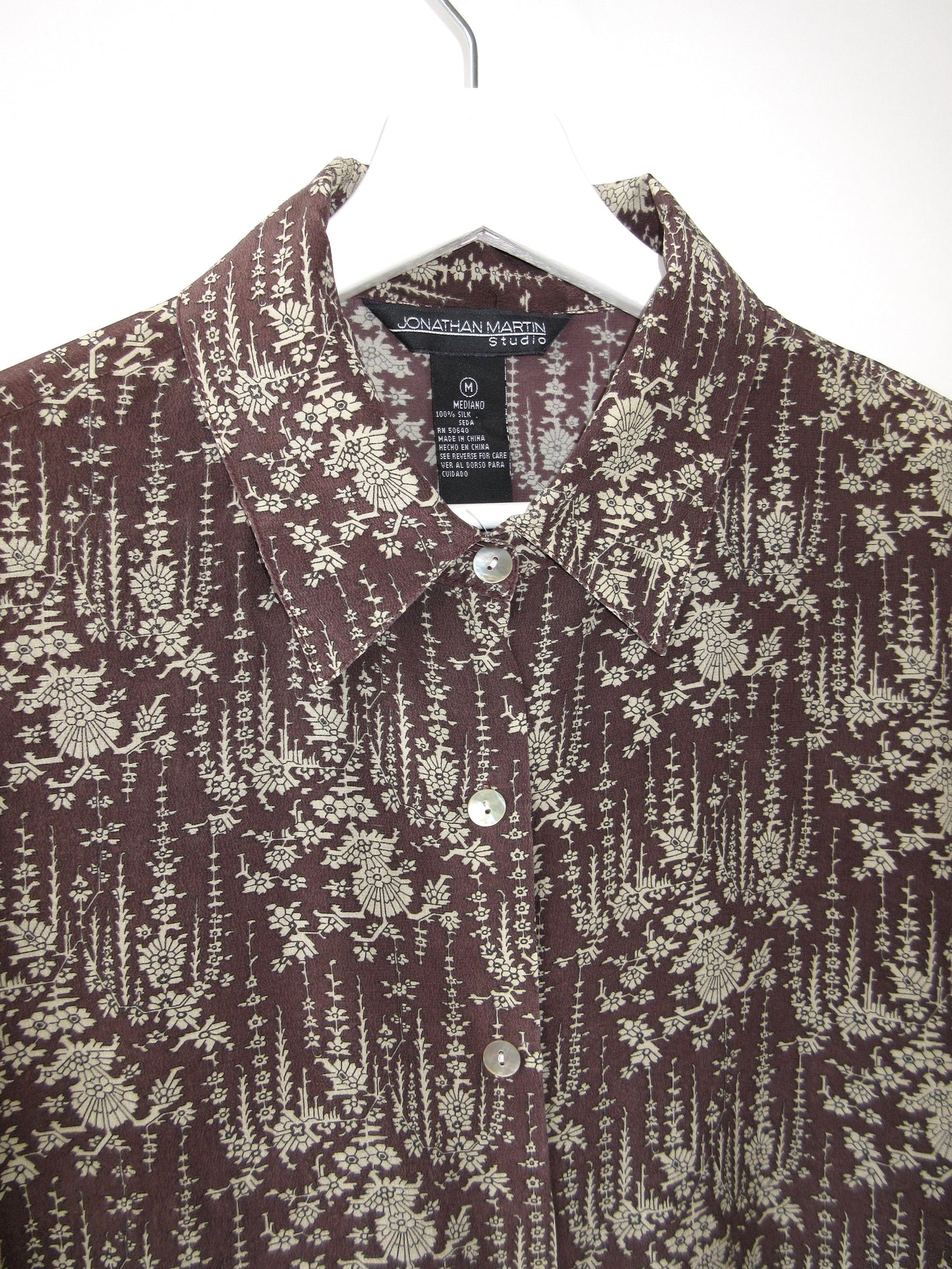 【used】oriental pattern silk shirt