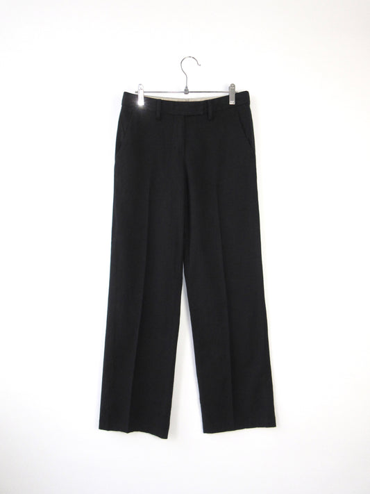 black linen straight slacks