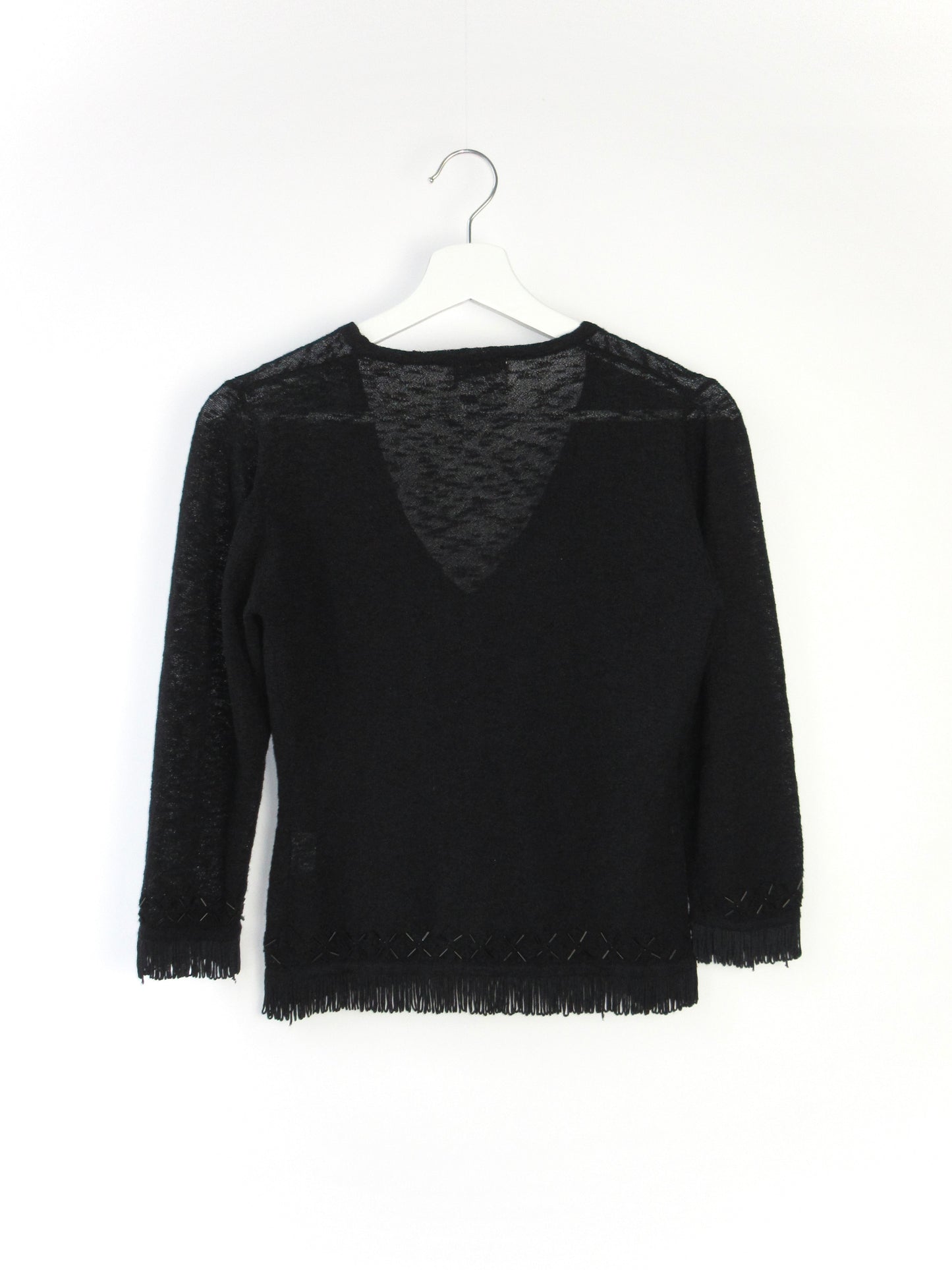 fringe design v neck top