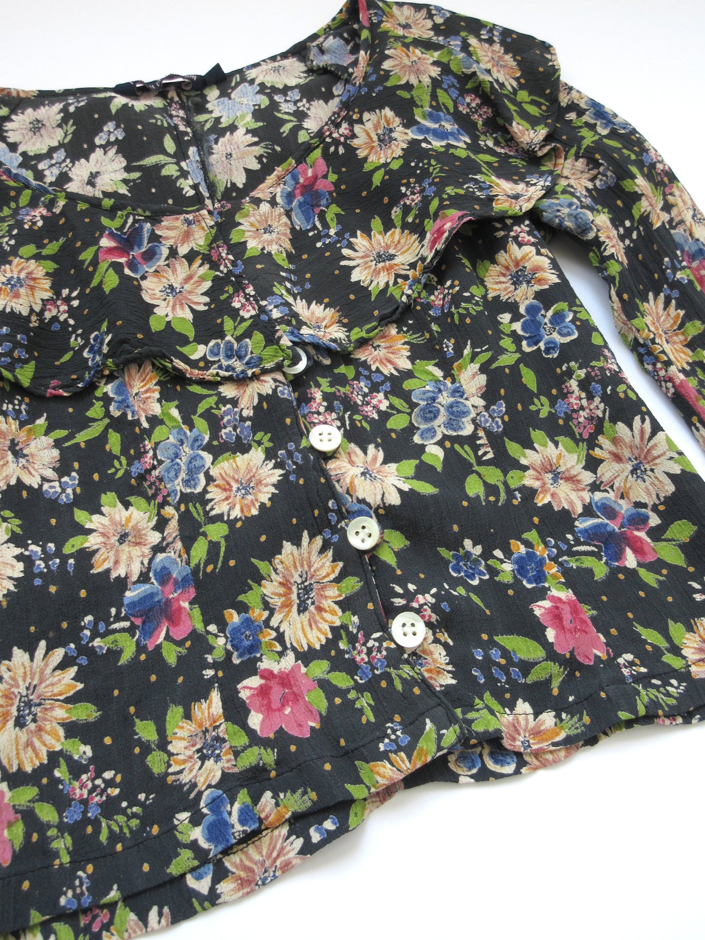 【used】flower ruffle blouse