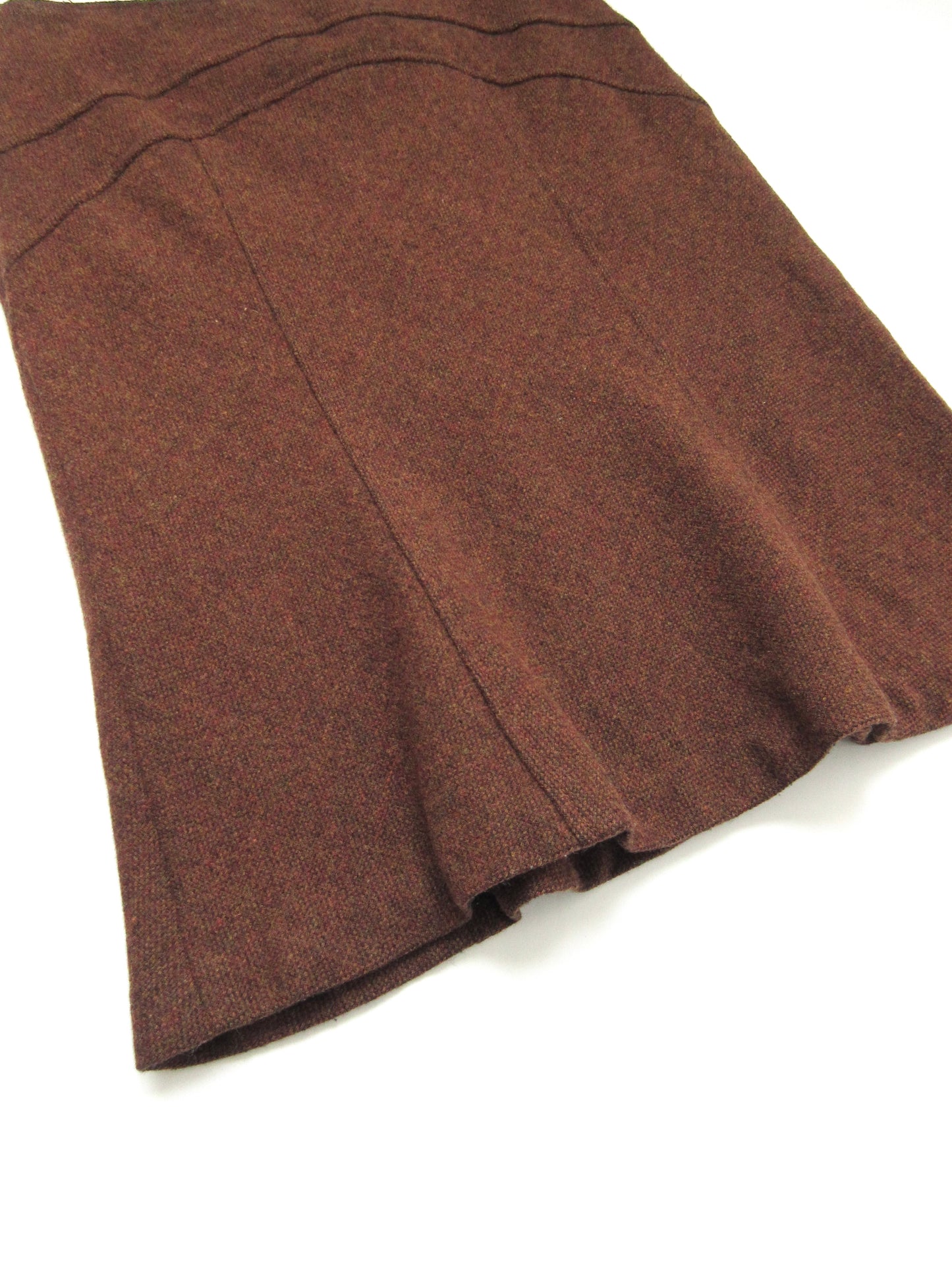 brown wool flare skirt