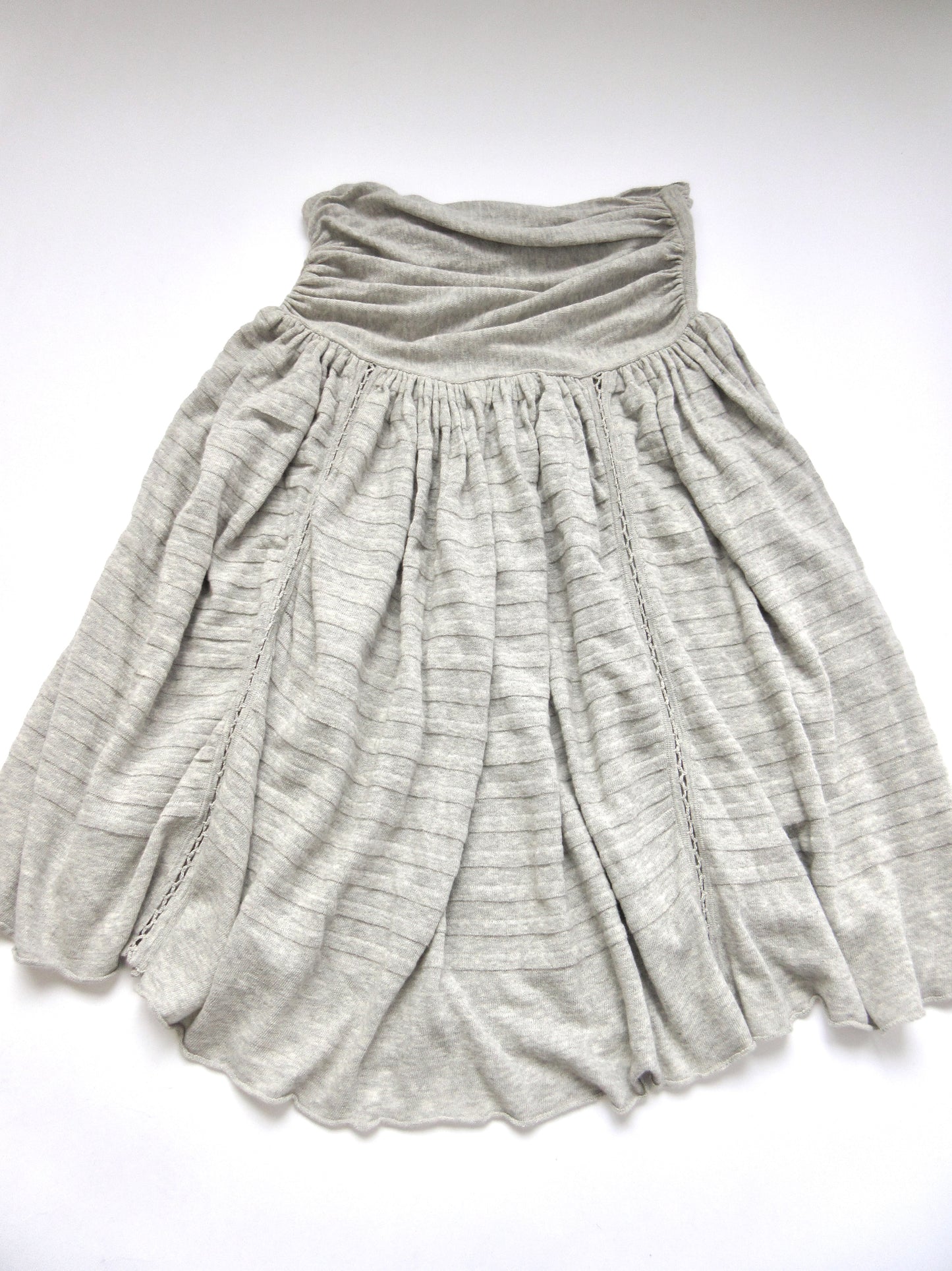 cotton knit gather flare skirt