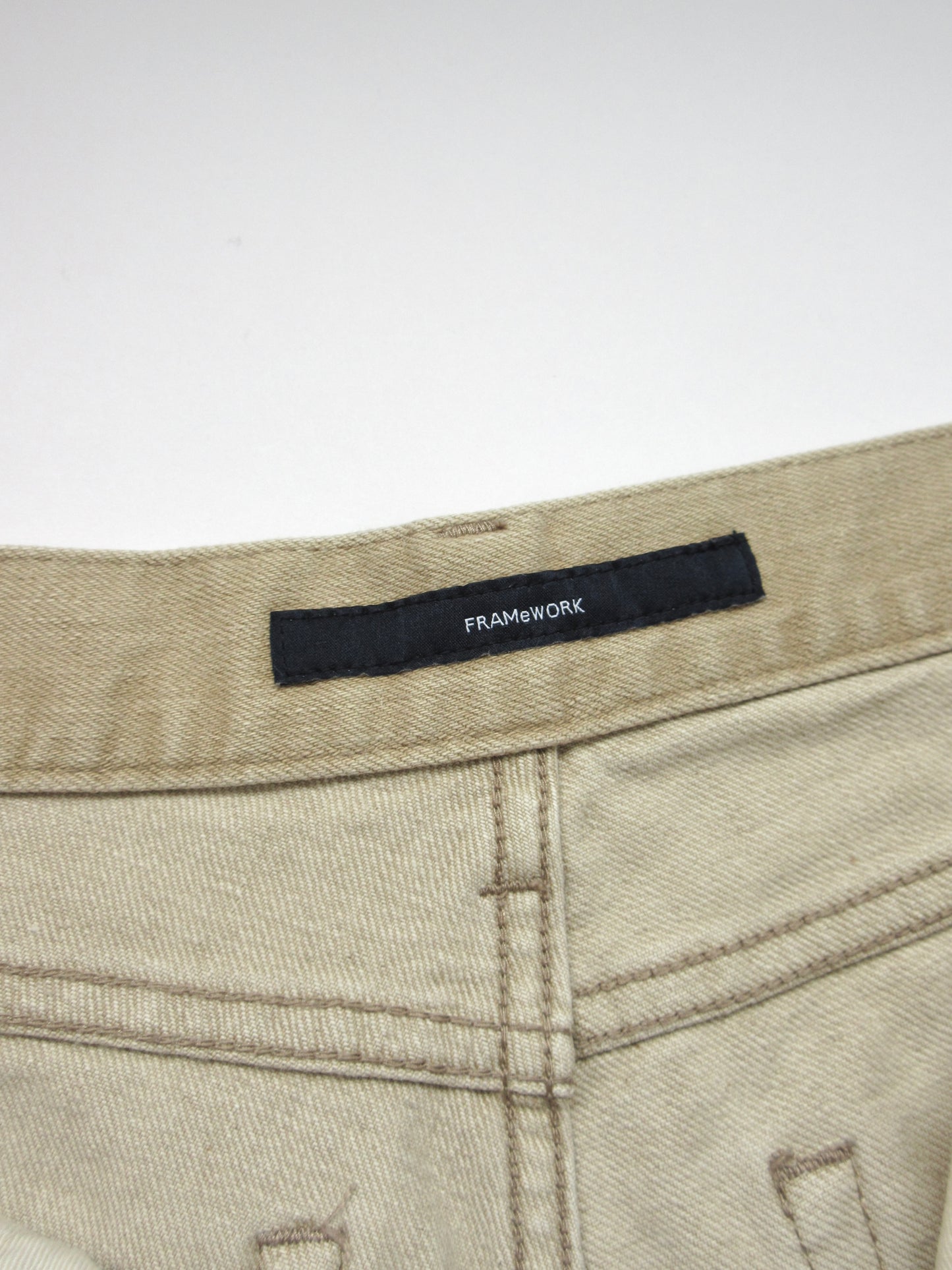 beige semi fitted denim pants