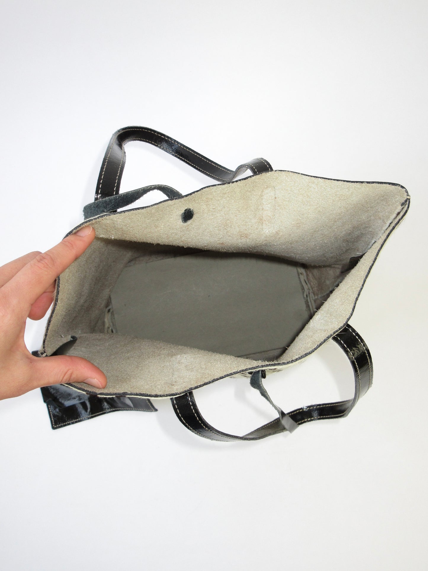 leather polka dots tote bag