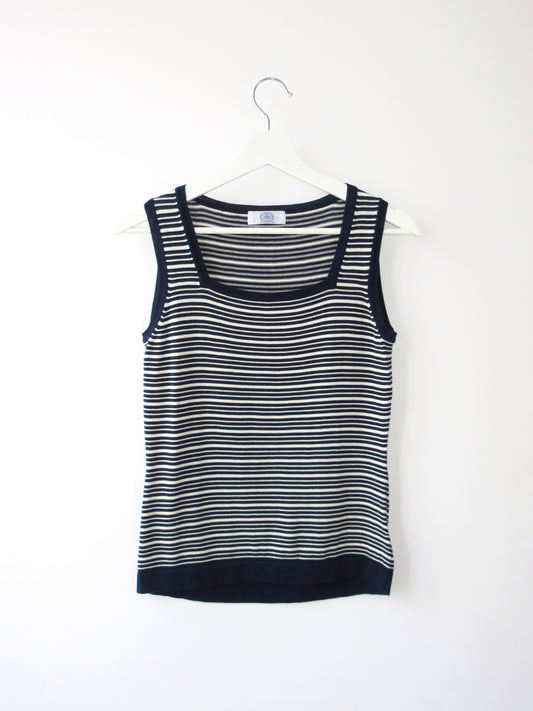 navy stripe sleeveless cotton knit