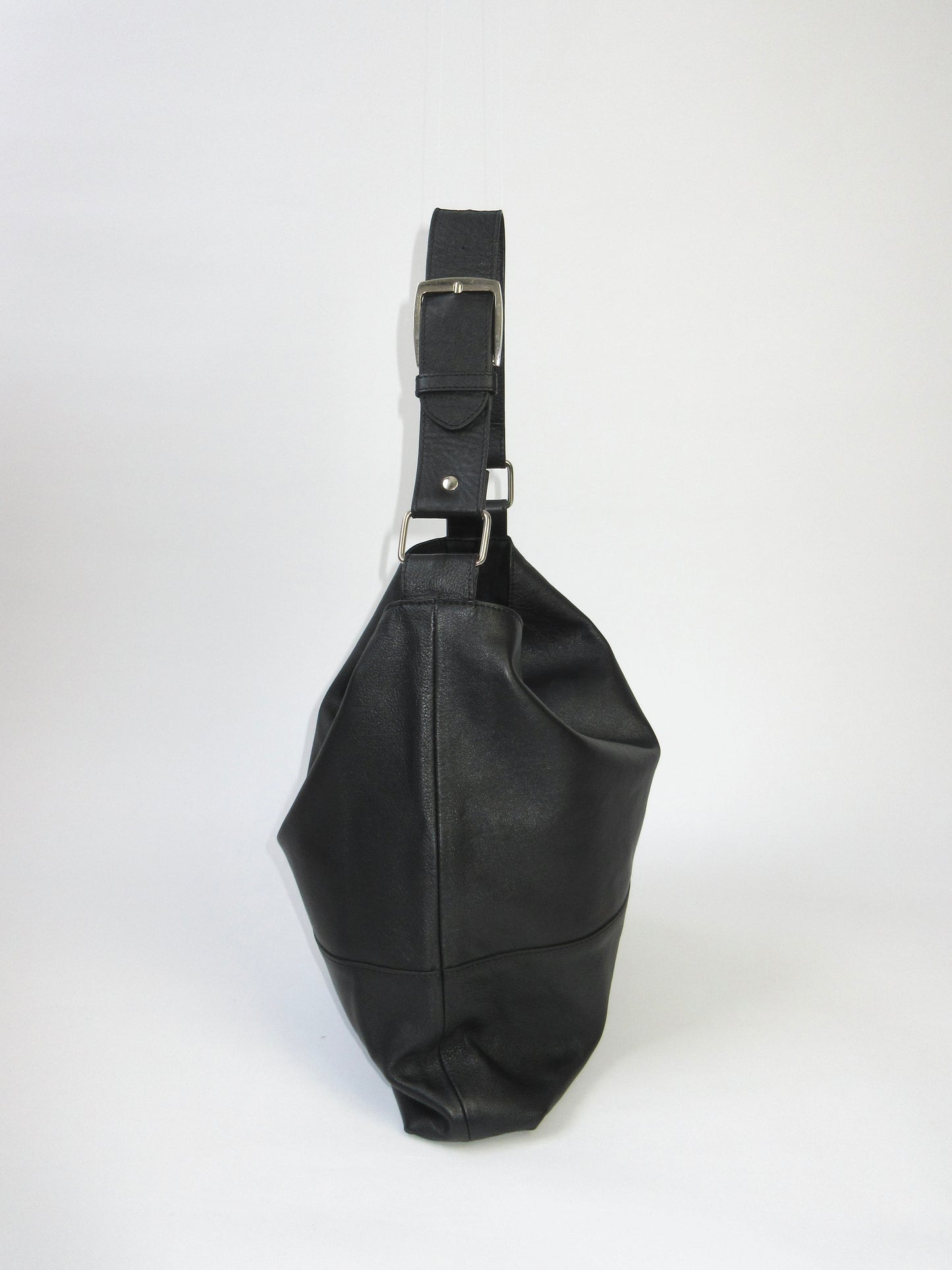 black leather tote bag